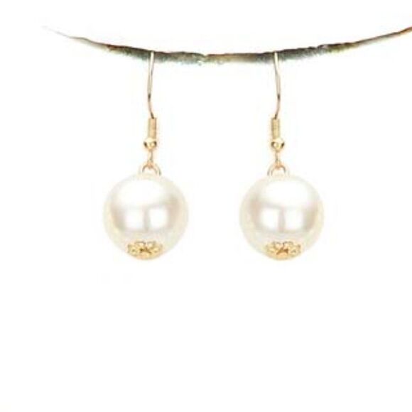 Cream Faux Pearl Necklace & Earring Set  NWT - Picture 3 of 8